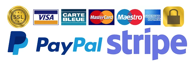 représentation du mode de paiement en ligne par carte bleue au moyen de Stripe ou Paypal